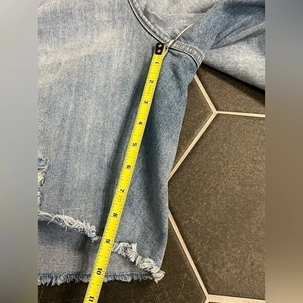 Light Wash Distressed Bermuda Shorts